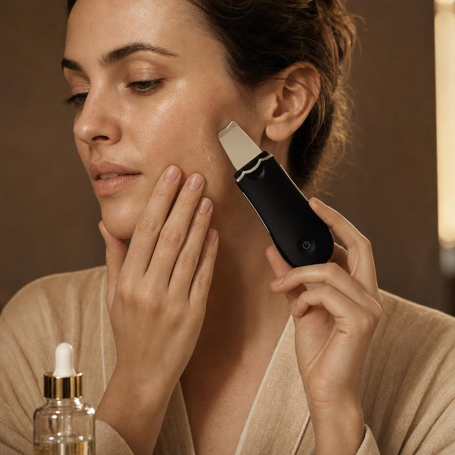 Limpiador facial ultrasónico con sérum o crema