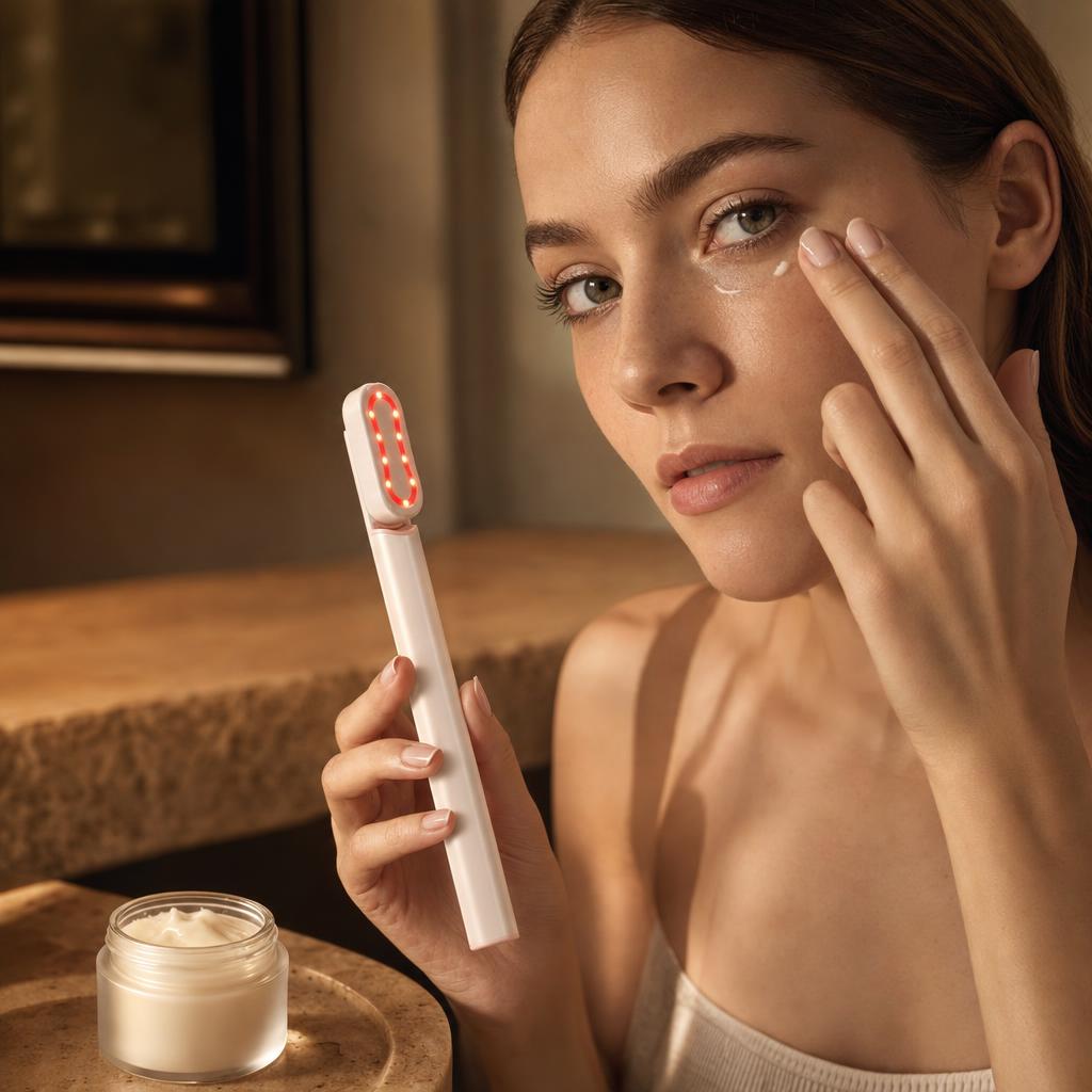 Masajeador de contorno de ojos con sérum o crema · paso 1